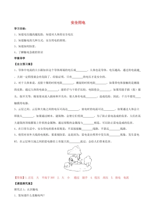 北大绿卡九年级物理全册 第19章 第3节 安全用电导学案 （新版）新人教版-（新版）新人教版初中九年级全册物理学案