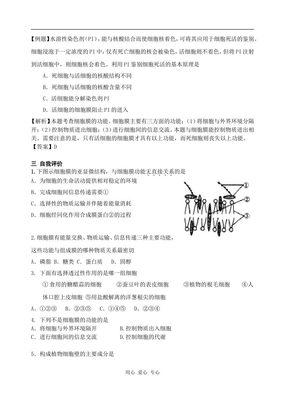 高中生物第二章细胞的结构（细胞膜和细胞壁第二课时）学案_第2页