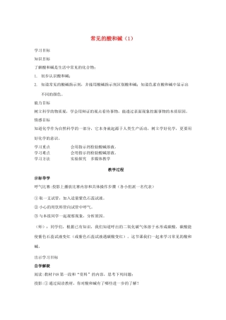 2012中考专题复习 常见的酸和碱（1） 教案