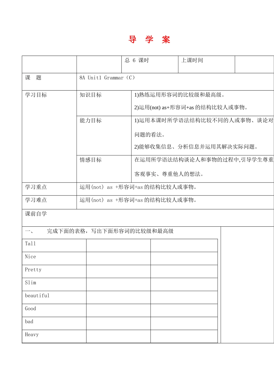 八年级英语Unit1 Grammar C导学案 牛津版_第1页