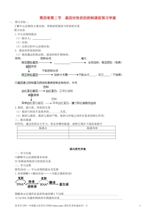 高中生物《基因对性状的控制》导学案5 新人教版必修2