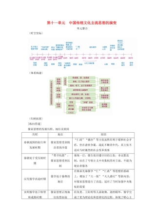 案）高考历史一轮总复习 第十一单元 中国传统文化主流思想的演变单元整合学案（含解析）-人教版高三全册历史学案