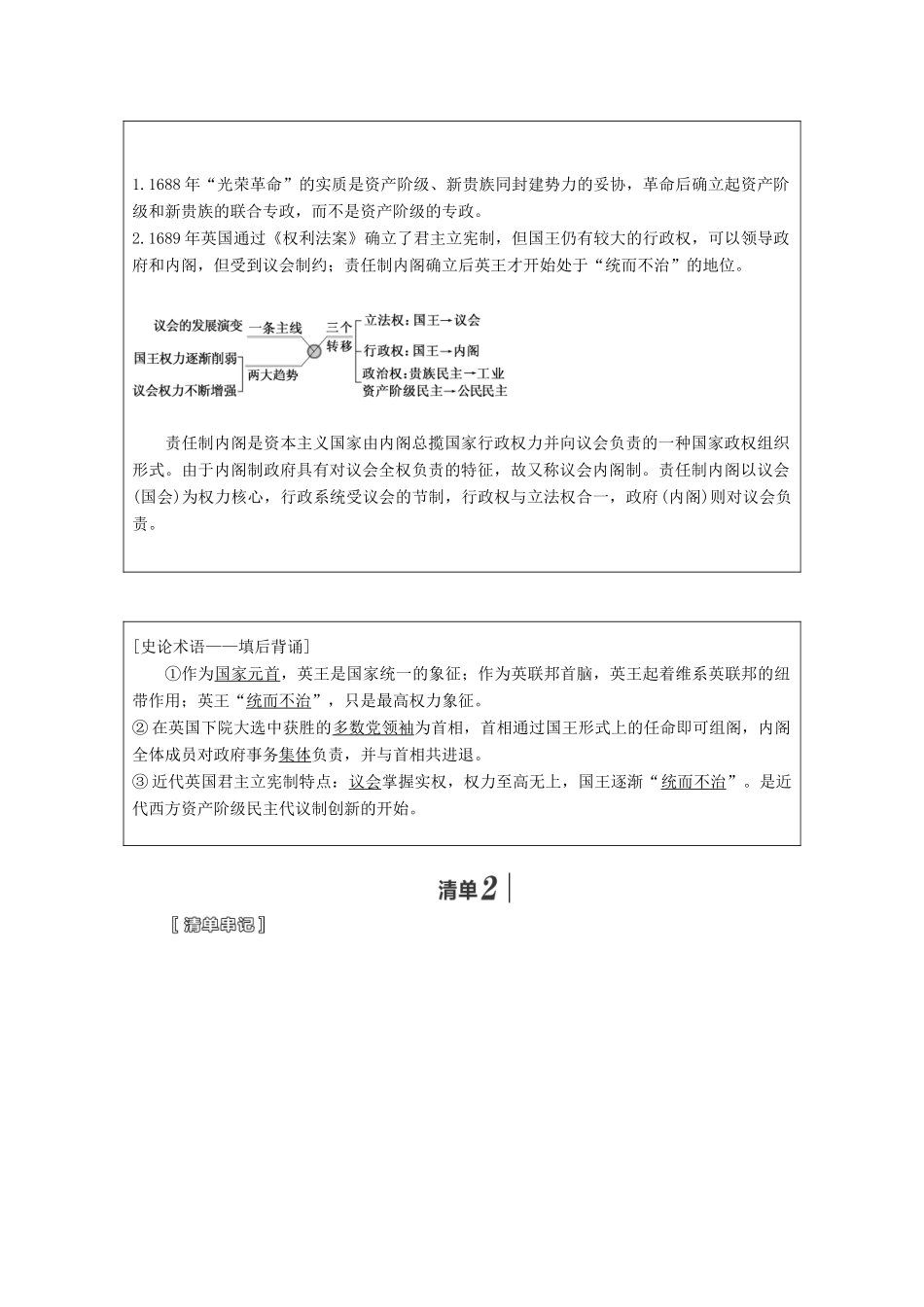 （江苏专版）高考历史一轮复习 模块一 政治文明历程 第二单元 西方的政治制度 第4讲 近代西方资本主义政治制度的确立与发展学案（含解析）新人教版-新人教版高三全册历史学案_第2页