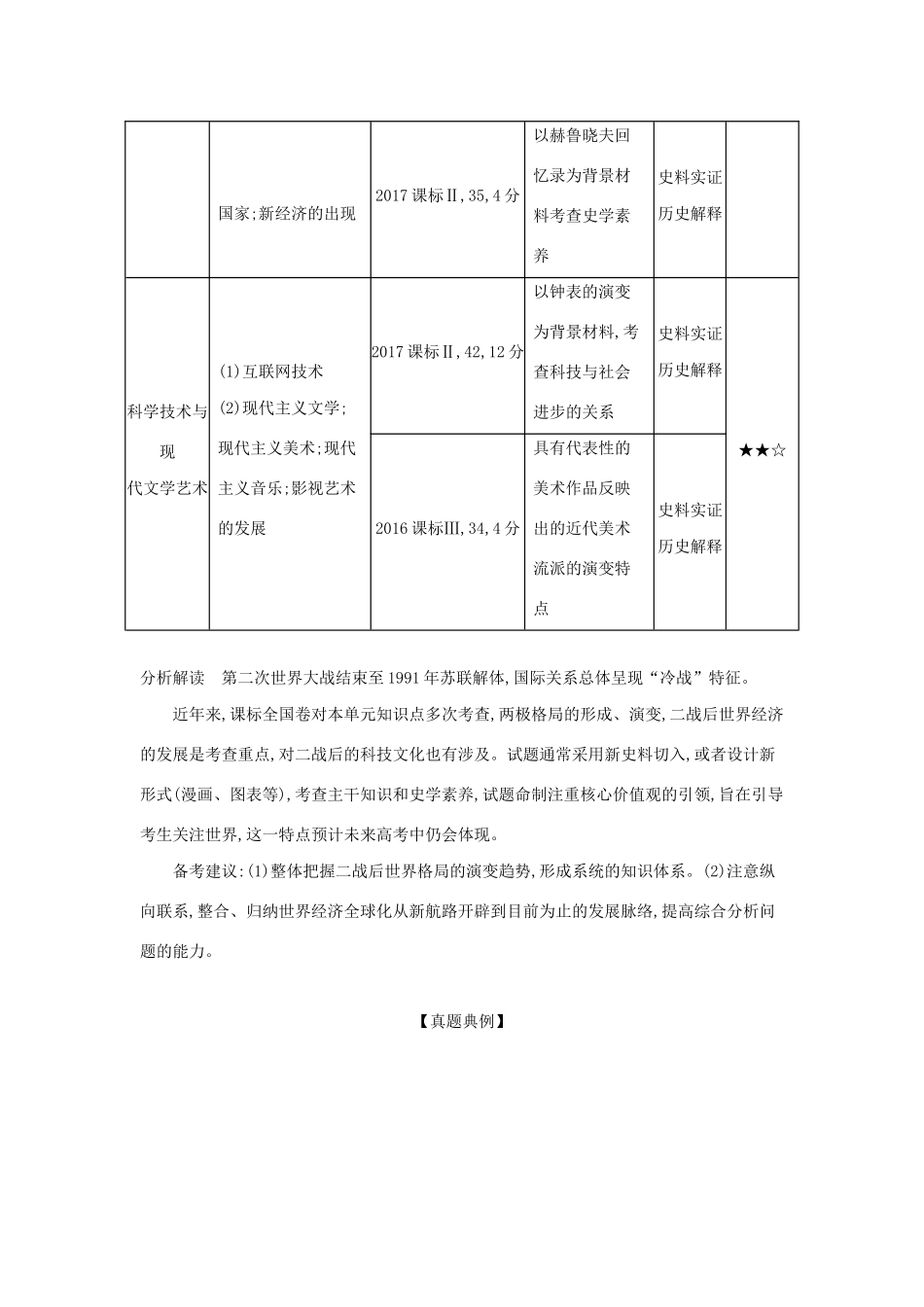 （课标版 A版）高考历史总复习 第十七单元“冷战”时期的世界风云学案（含解析）-人教版高三全册历史学案_第2页