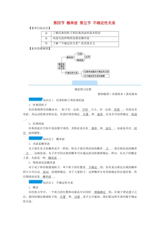 高中物理 第十七章 波粒二象性 第四、五节 概率波 不确定性关系学案 新人教版选修3-5-新人教版高中选修3-5物理学案