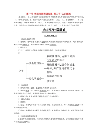 高中物理 第3章 磁场 第1节 我们周围的磁现象 第2节 认识磁场学案 粤教版选修3-1-粤教版高中选修3-1物理学案