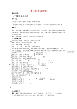 八年级历史上册 第13课 伟大的开端学案 北师大版-北师大版初中八年级上册历史学案