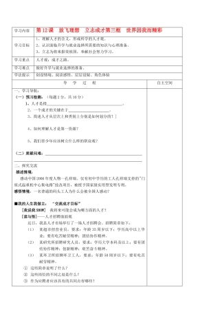 九年级政治 12.3《世界因我而精彩》学案 苏教版