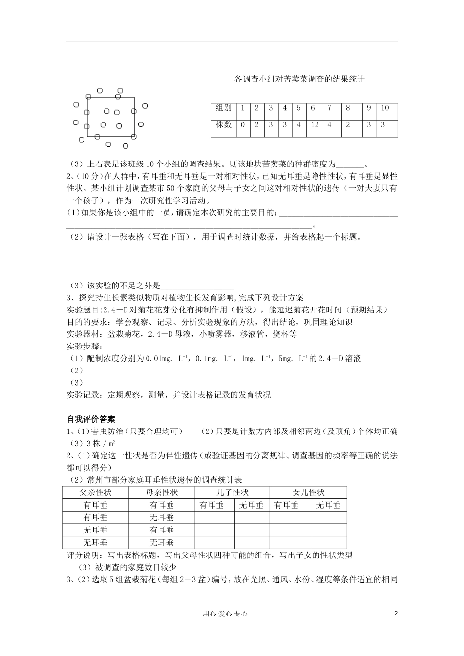 高中生物 专题研究性学习学案1 新人教版选修_第2页