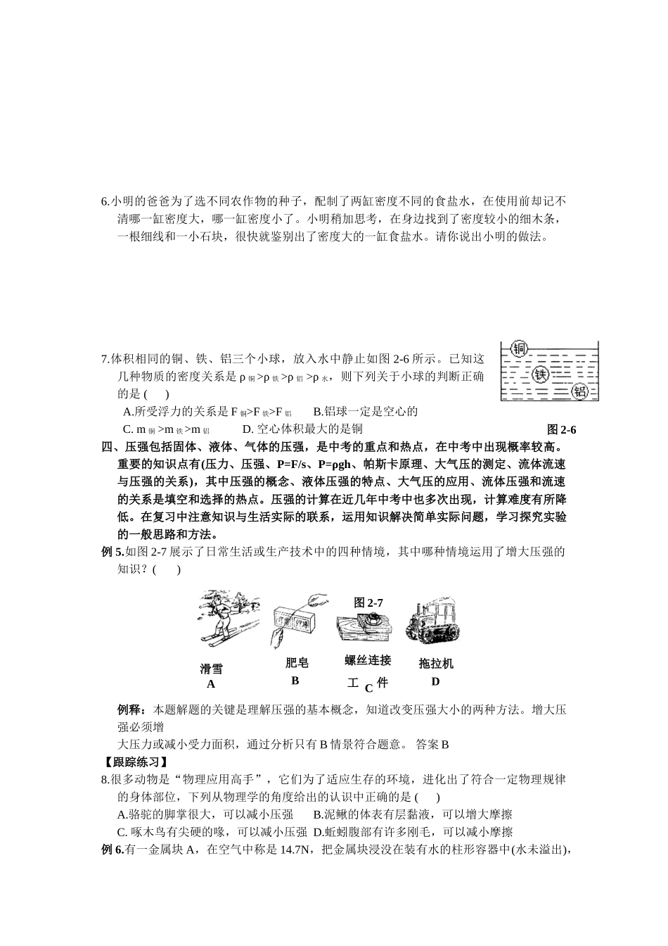 二轮复习学案2：《密度浮力和压强》_第3页