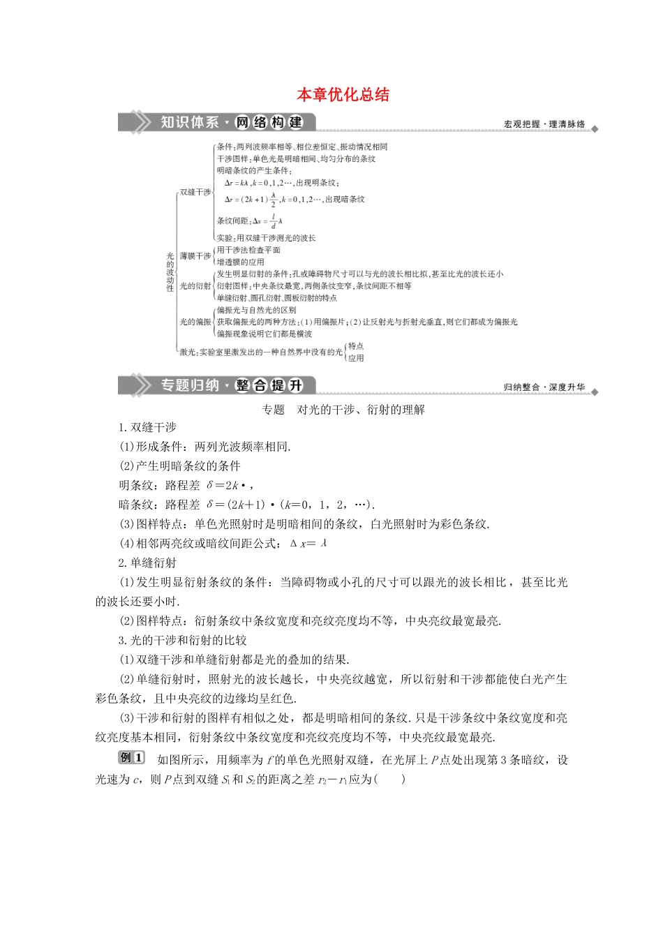 高中物理 第五章 光的波动性 优化总结学案 教科版选修3-4-教科版高中选修3-4物理学案_第1页