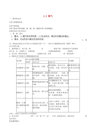 江西省信丰县第三中学九年级化学上册《2.2 氧气》导学案（无答案） 新人教版