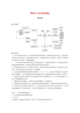 高中生物 第四章 生态系统的稳态章末总结学案 苏教版必修3-苏教版高一必修3生物学案