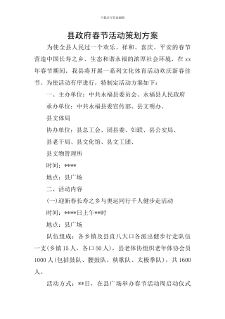 县政府春节活动策划方案