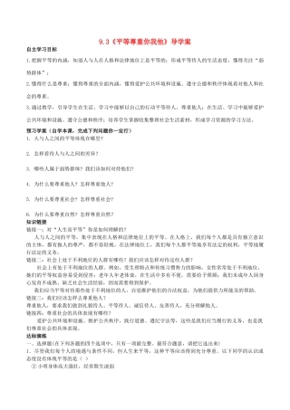 八年级政治上册 9.3 平等尊重你我他导学案 新人教版-新人教版初中八年级上册政治学案
