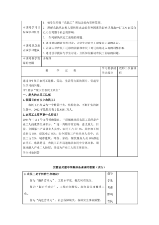 安徽省灵璧中学高一地理 如何看待农民工现象导学案