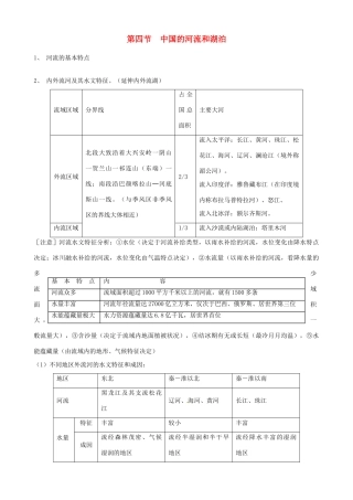 蔡家校区高考地理 中国地理 第四节 中国的河流和湖泊复习学案-人教版高三全册地理学案