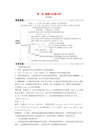 高中物理 第一章 碰撞与动量守恒章末整合导学案 教科版选修3-5-教科版高二选修3-5物理学案
