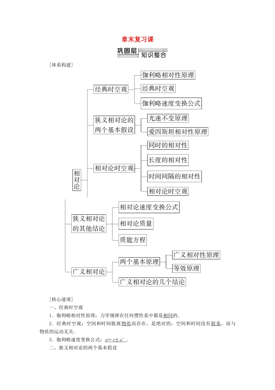 高中物理 第15章 章末复习课学案 新人教版选修3-4-新人教版高二选修3-4物理学案_第1页