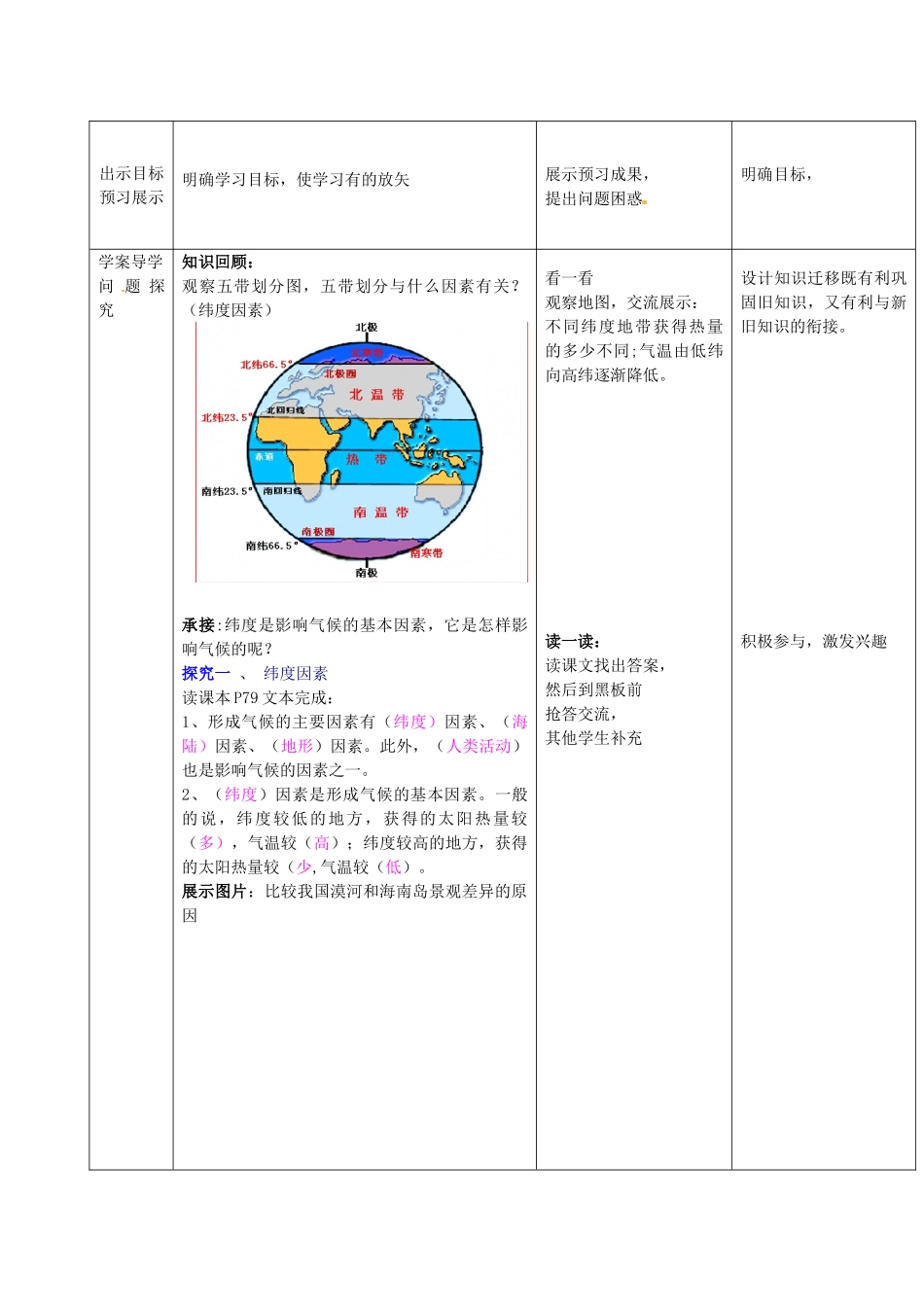 2014年秋七年级地理上册 第4章 第5节 形成气候的主要因素教案 （新版）商务星球版_第2页