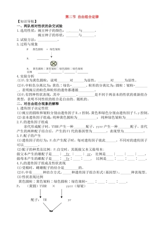 高中生物：2-2 自由组合定律 学案浙科版必修2