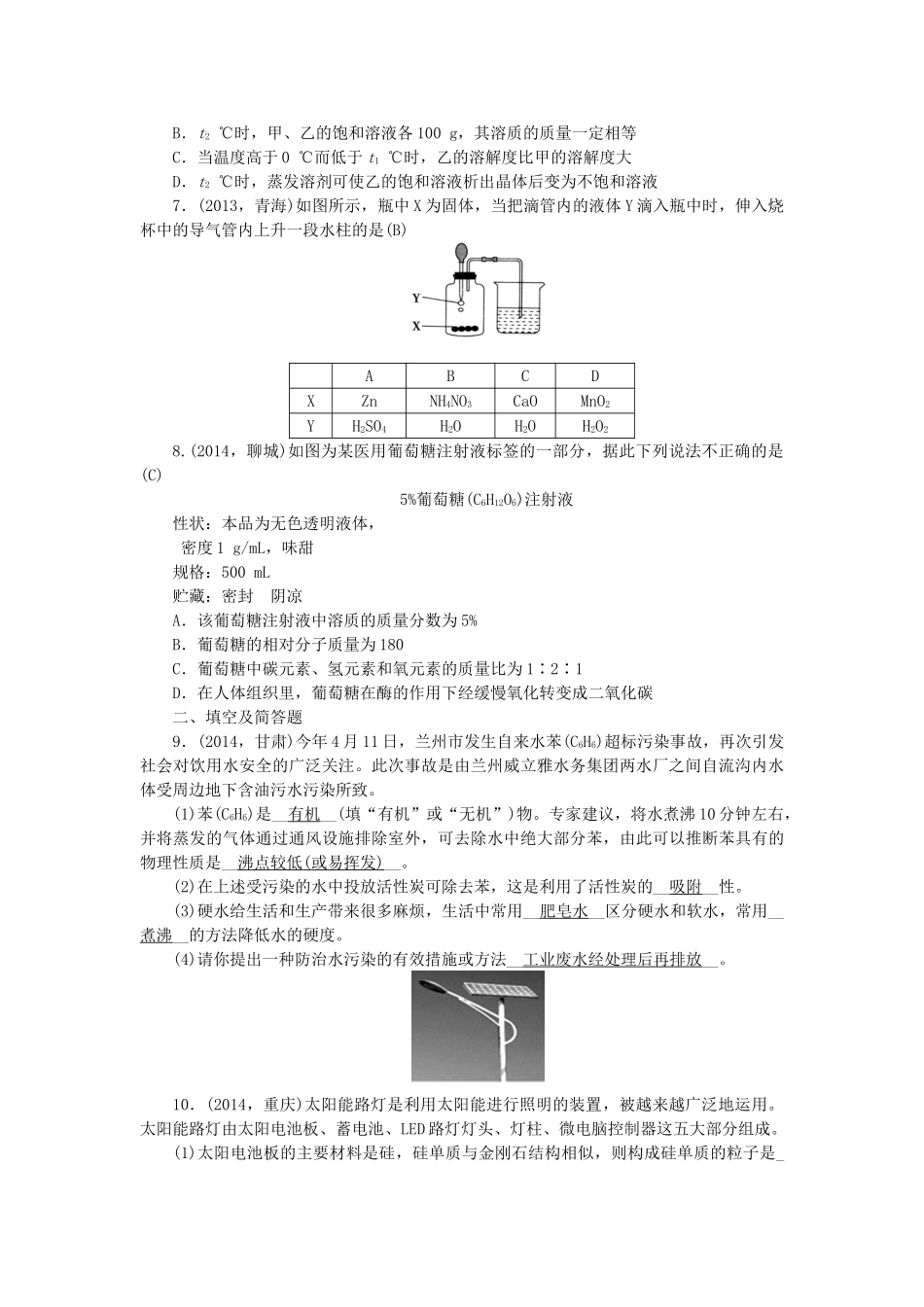 【聚焦中考】陕西省2015中考化学总复习 综合训练2_第2页