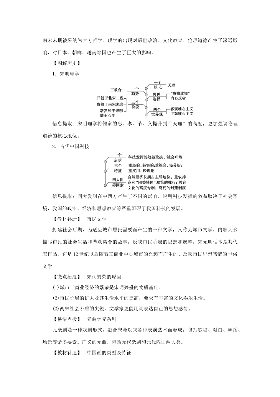 （通史版）新高考历史一轮复习 第四单元 辽、宋、夏、金、元民族政权的并立与元朝的统一 第3讲 宋元时期的文化学案 人民版-人民版高三全册历史学案_第3页