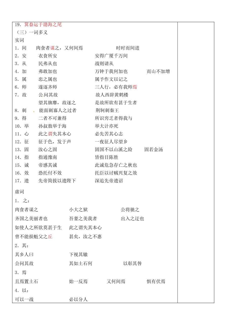 江苏省灌南县中考语文专项复习 文言文（九下）学案-人教版初中九年级全册语文学案_第2页