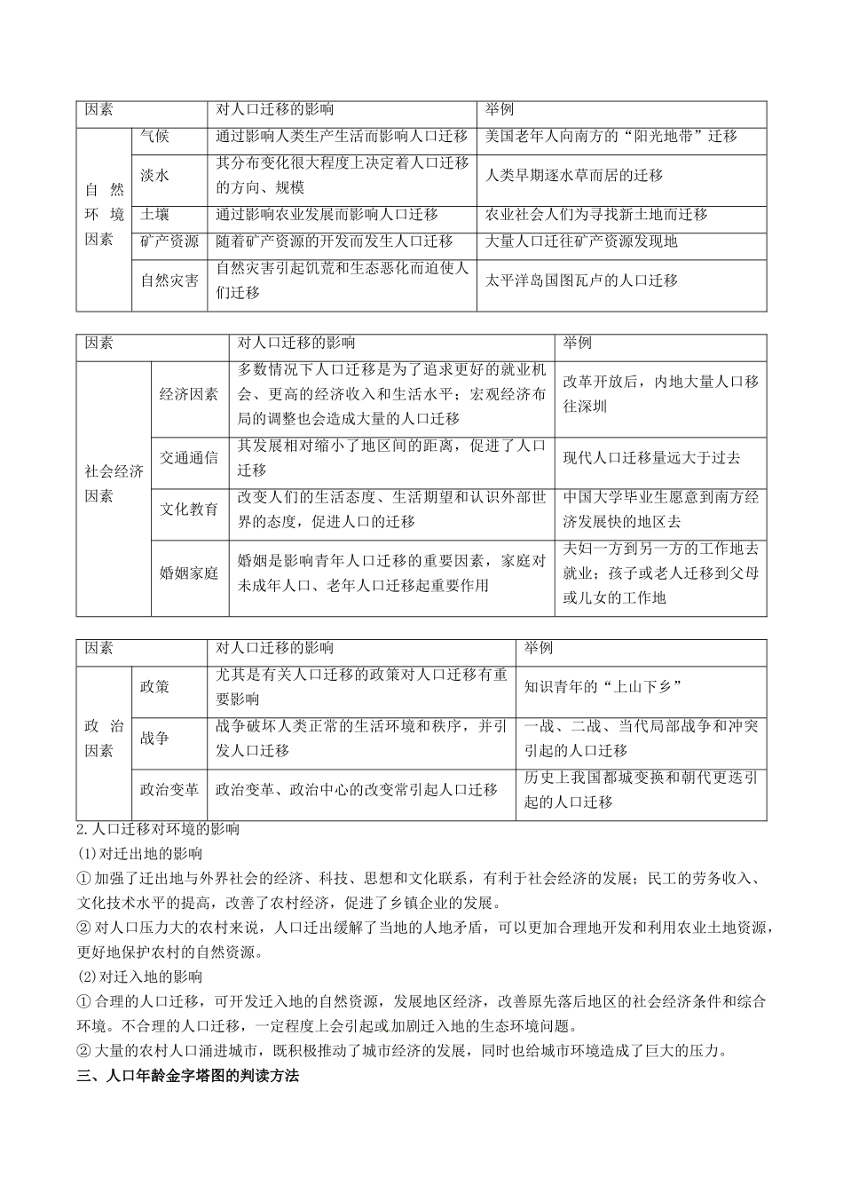 高考地理二轮复习 专题08 人口数量与迁移变化讲学案（含解析）-人教版高三全册地理学案_第3页