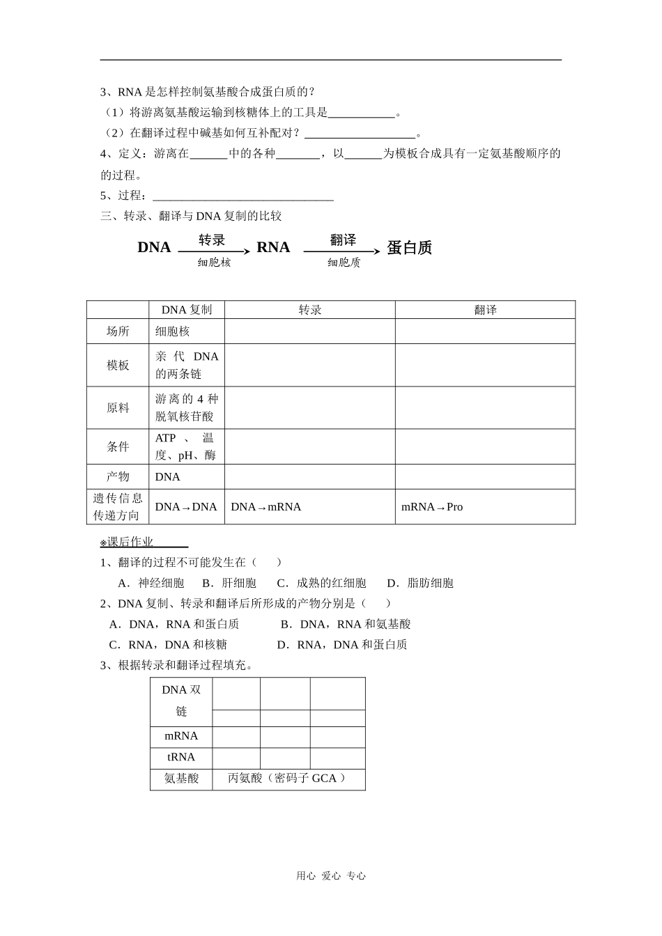 高中生物4．1  基因指导蛋白质的合成   学案_第2页