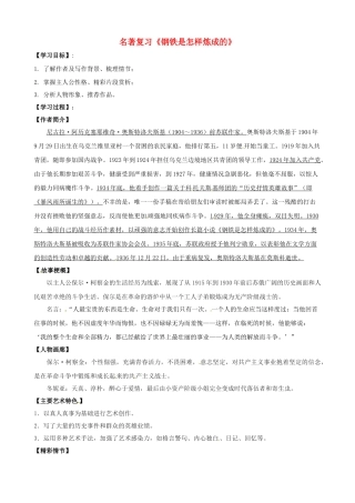 九年级语文名著复习指南 钢铁是怎样炼成的学案-人教版初中九年级全册语文学案