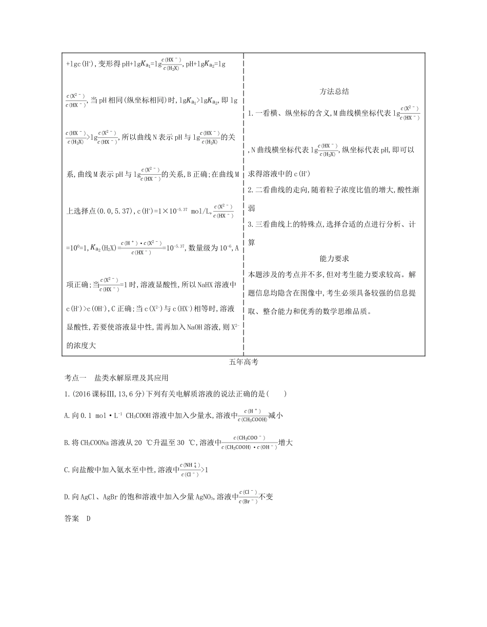 （A版）高考化学总复习 专题十一 盐类水解 沉淀溶解平衡学案-人教版高三全册化学学案_第2页