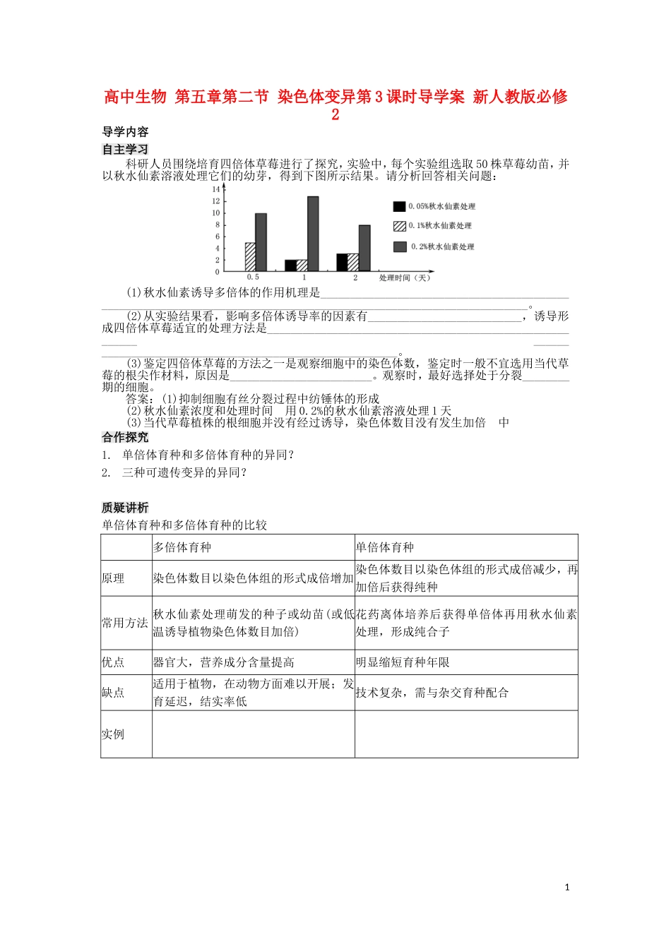 高中生物 第五章第二节 染色体变异第3课时导学案 新人教版必修2_第1页