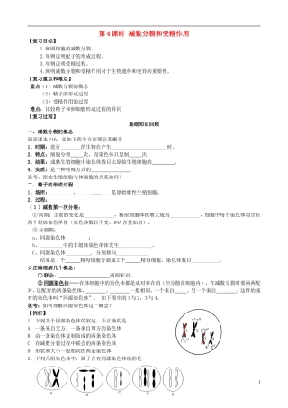 高中生物《减数分裂和受精作用》学案1 新人教版必修2