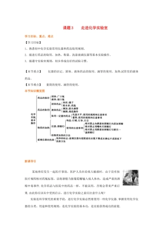 九年级化学 第一单元 课题3  走进化学实验室导学案 人教新课标版