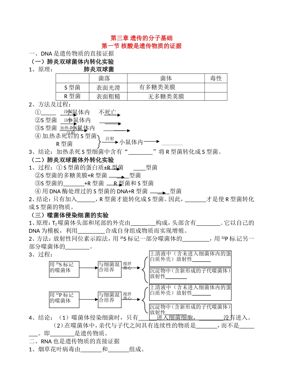 高中生物：2-5 遗传的分子基础 学案浙科版必修2_第1页