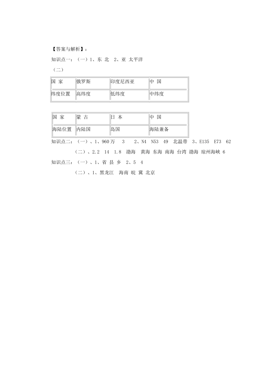 八年级地理上册 第一章 第一节 辽阔的疆域学案 （新版）商务星球版-（新版）商务星球版初中八年级上册地理学案_第3页
