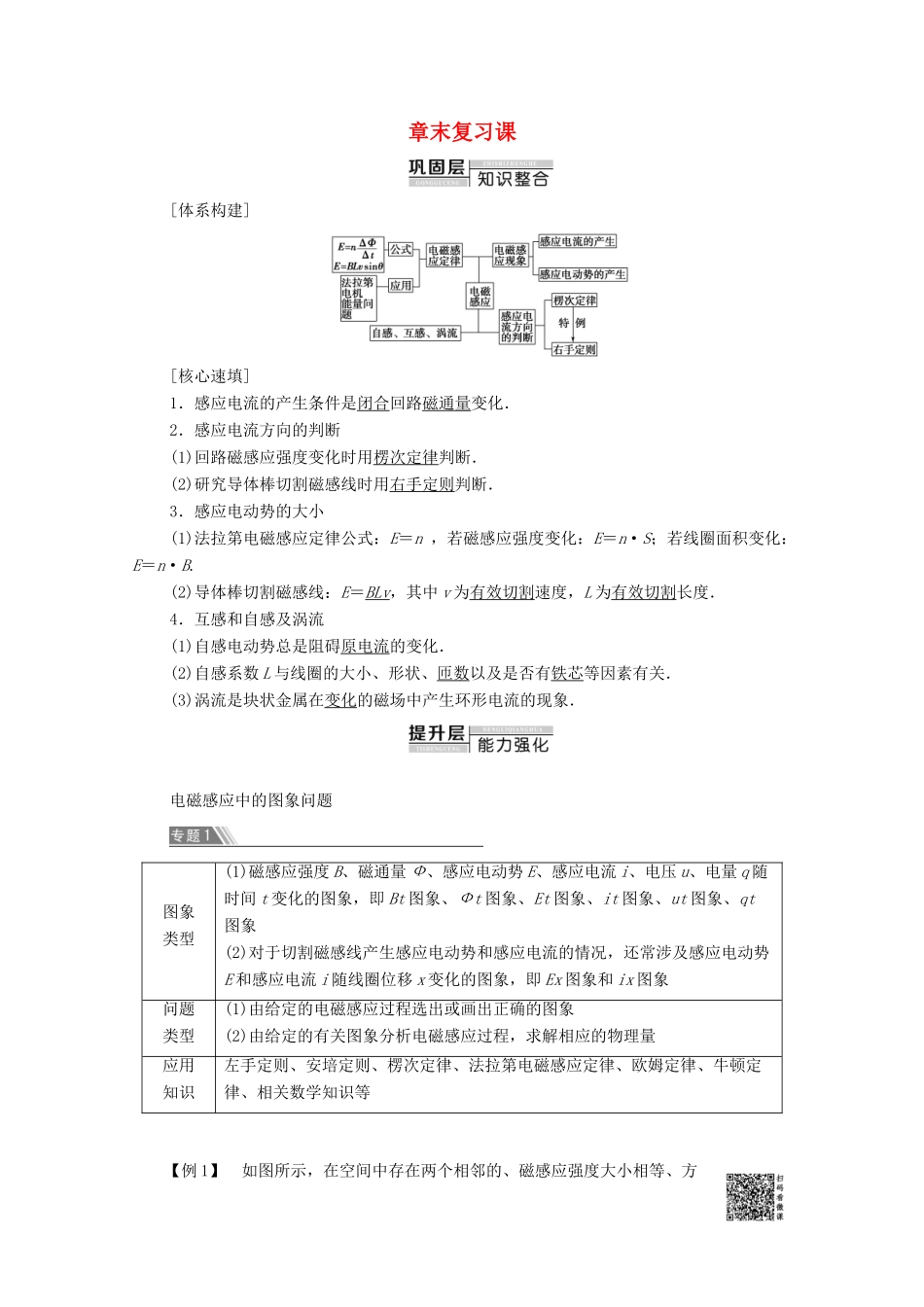 高中物理 第1章 电磁感应 章末复习课学案 粤教版选修3-2-粤教版高中选修3-2物理学案_第1页