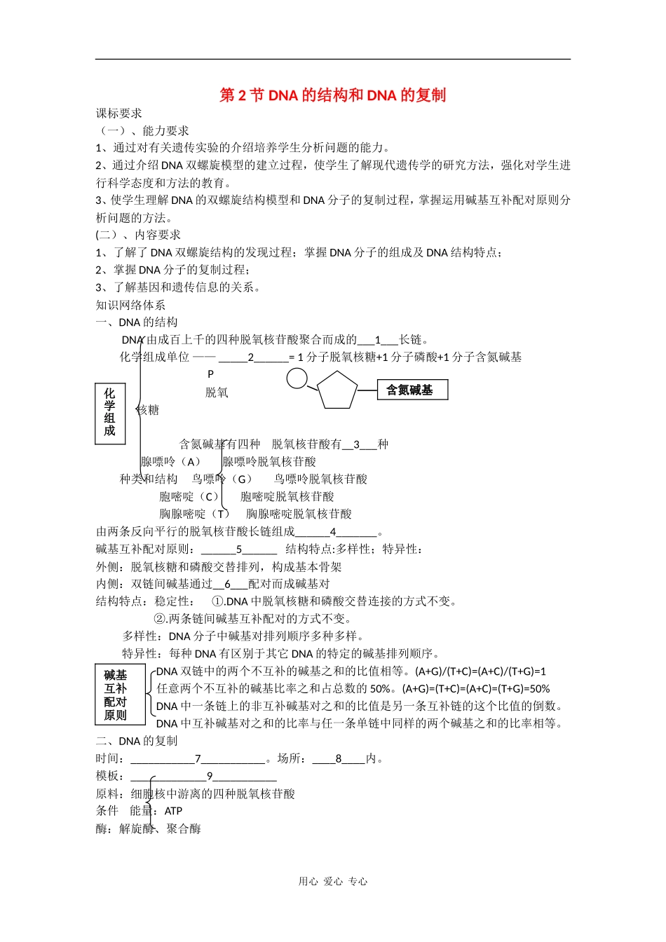 高中生物：4.2《DNA的结构和DNA的复制》学案3）苏教版必修2_第1页