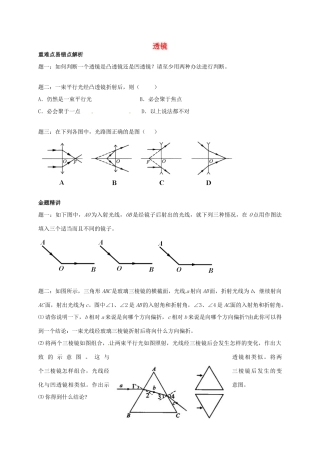 （同步复习精讲辅导）北京市2014-2015学年八年级物理上册 知识点9 透镜辅导讲义 （新版）新人教版