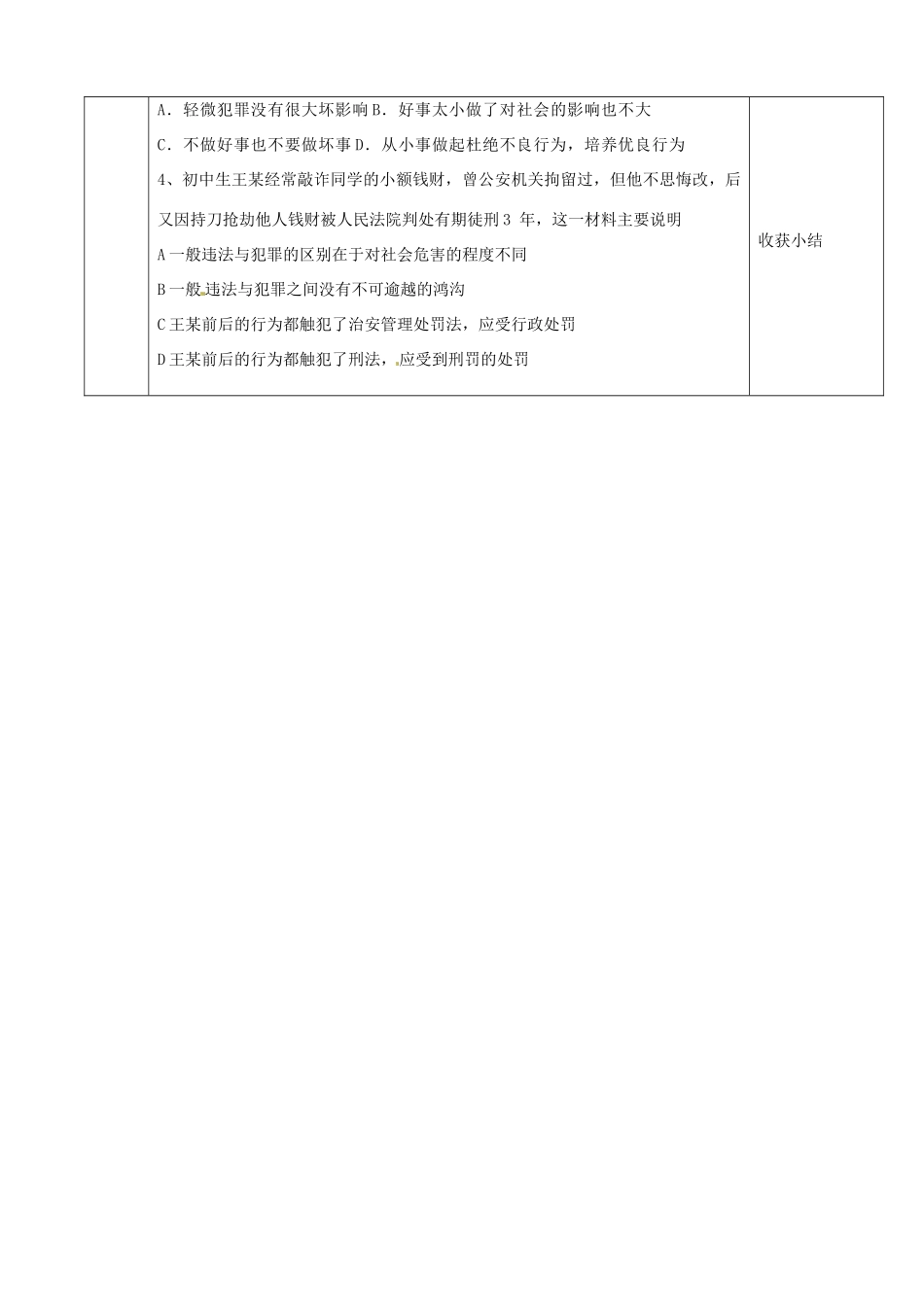 山东省滨州市无棣县埕口中学七年级政治下册 15.2 预防违法犯罪 从杜绝不良行为做起学案_第3页