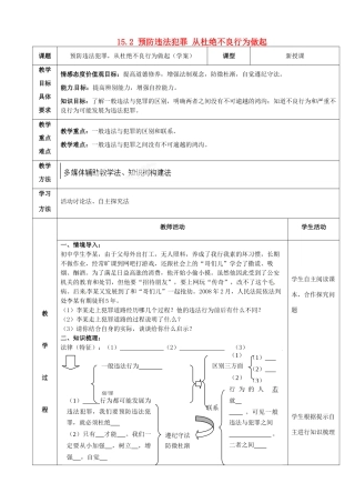 山东省滨州市无棣县埕口中学七年级政治下册 15.2 预防违法犯罪 从杜绝不良行为做起学案