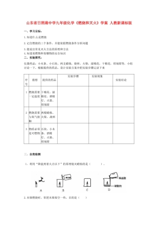山东省日照港中学九年级化学《燃烧和灭火》学案 人教新课标版