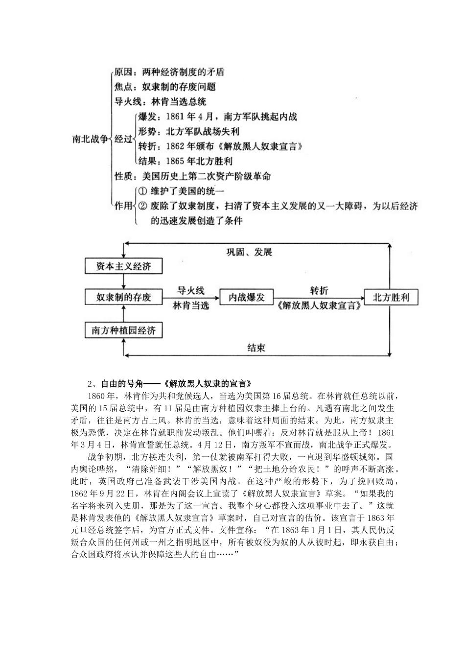 九年级历史 14美国南北战争 学案冀教版_第2页