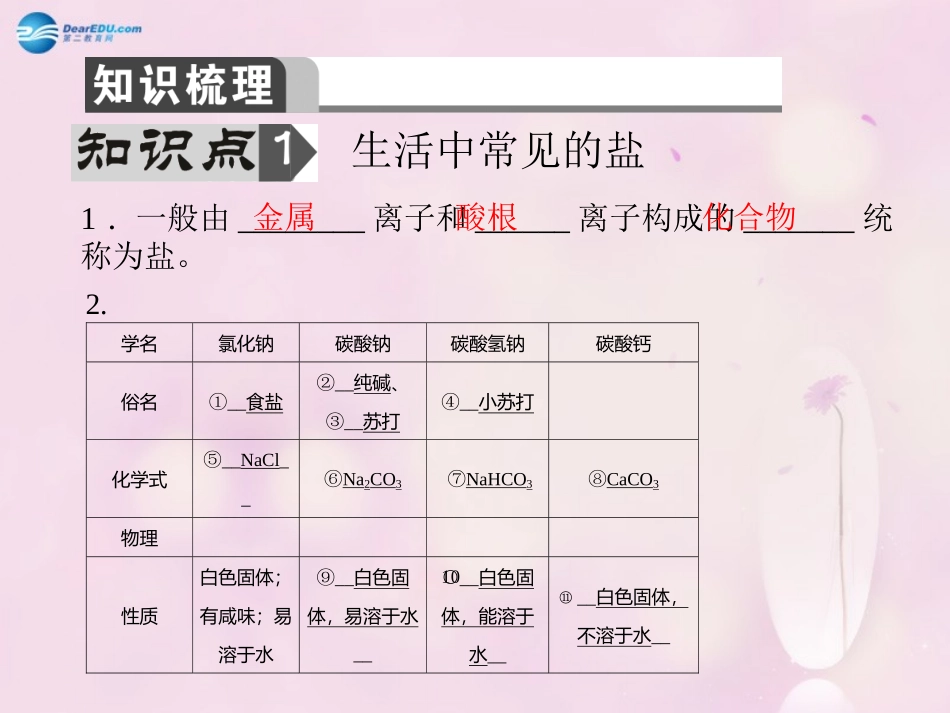 【聚焦中考】陕西省2015中考化学总复习 第7讲 盐、化学肥料课件_第2页