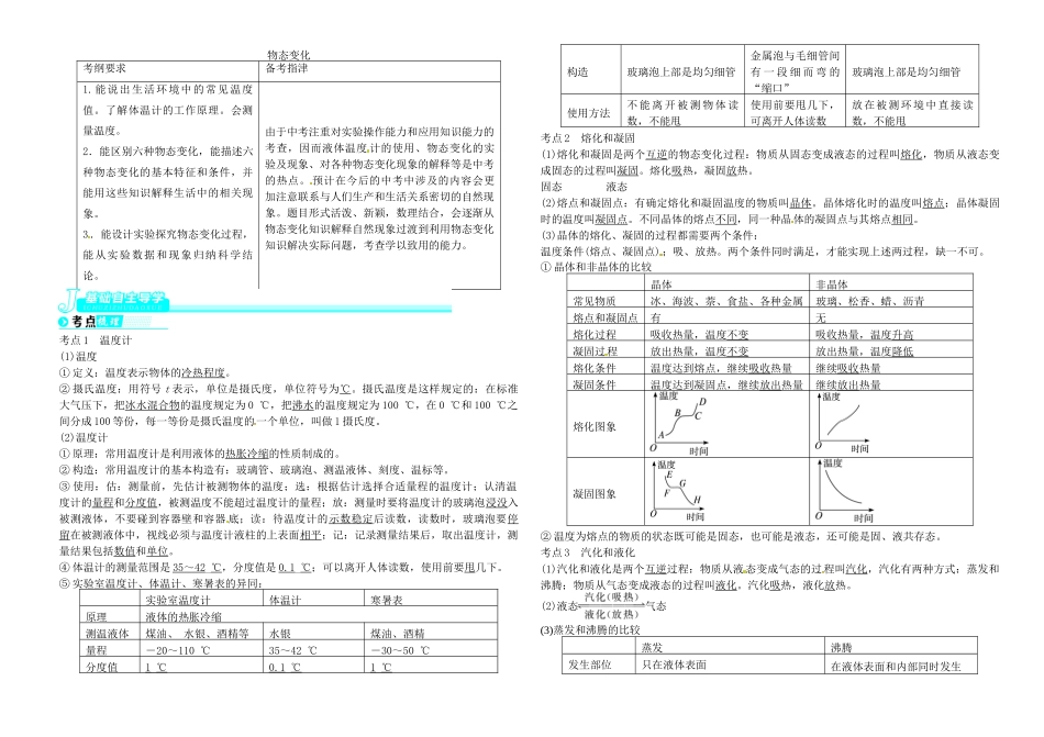 中考物理 第6讲 物态变化复习学案-人教版初中九年级全册物理学案_第1页