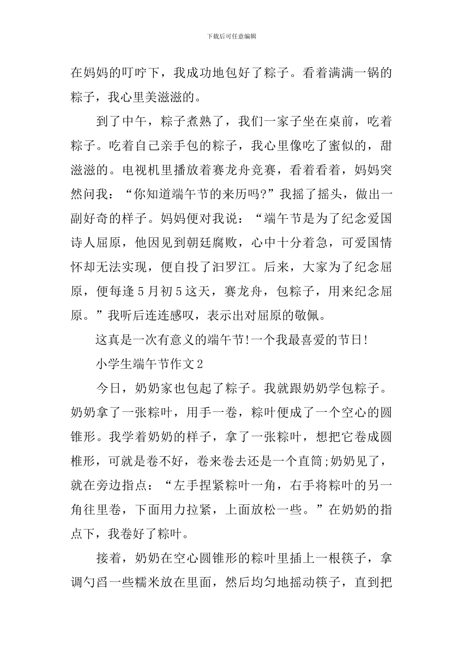 2024小学生端午节优秀作文_第2页