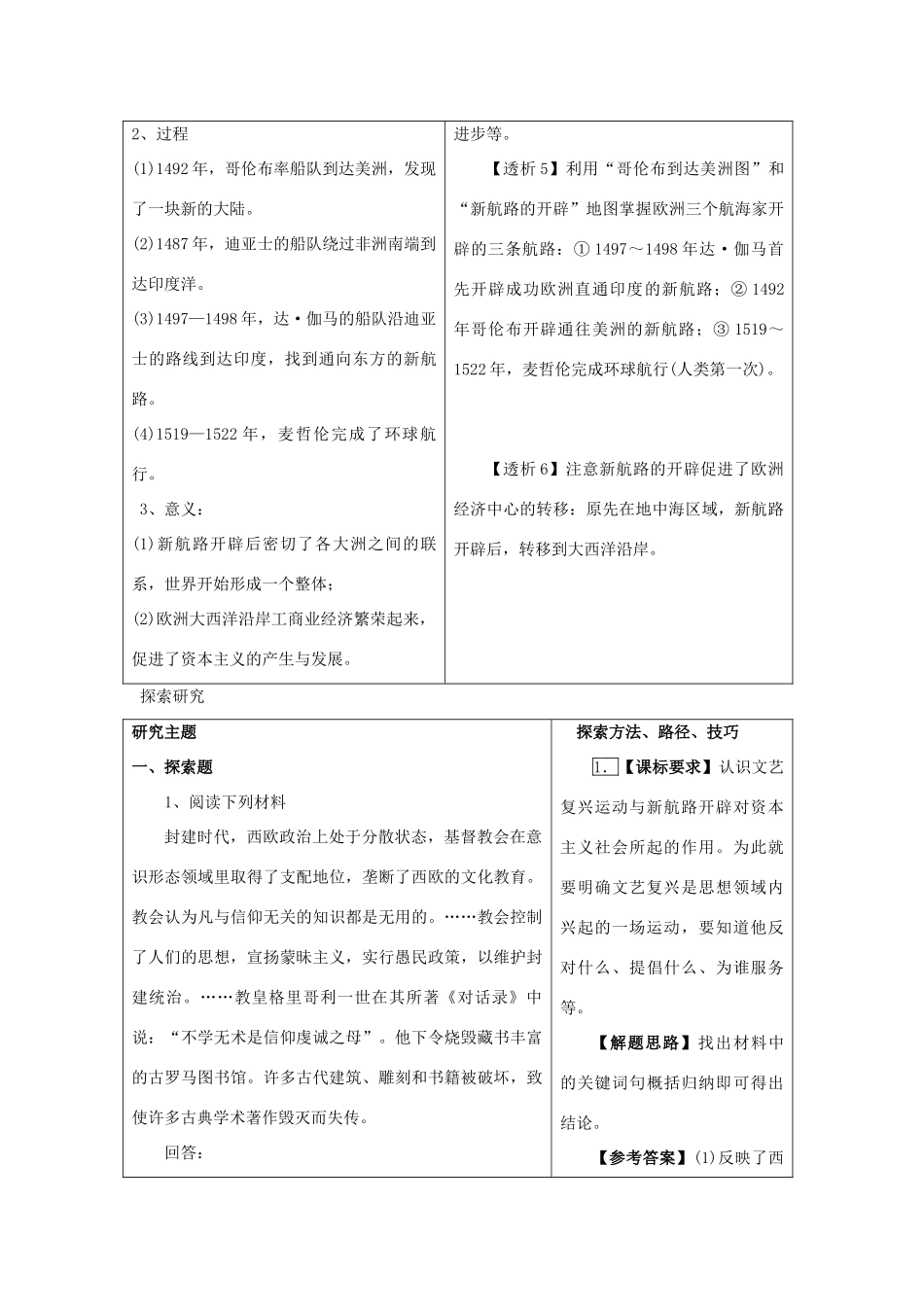 九年级历史上册 第10课  资本主义时代的曙光学案 人教新课标版_第3页