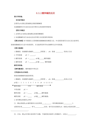 九年级化学下册 8.3.2 酸和碱的反应导学案 （新版）粤教版-（新版）粤教版初中九年级下册化学学案
