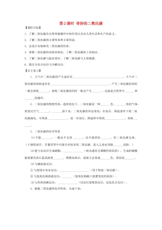 九年级化学全册《第二章 身边的化学物质》第2课时 奇妙的二氧化碳导学案 （新版）沪教版-（新版）沪教版初中九年级全册化学学案